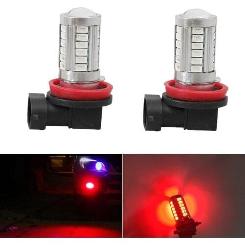 2PCS Car Fog Light H11 H8 LED Bulb 33smd with Strobe Car Front Foglamp Red Light 12v