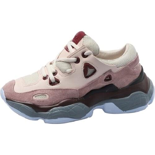 2019 new fashion color matching mesh breathable platform casual shoes Harajuku style womens casual old shoes