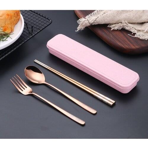 3pcs/set 304 Stainless Steel Flatware Set Spoon Fork Chopstick Dinner Tableware Kitchen Accessories Western Fork Set PN 007