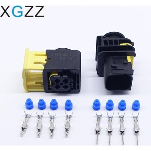 5Sets Tyco Amp 4 Pin Female Waterproof Automotive Electric Connector 1-1418390-1