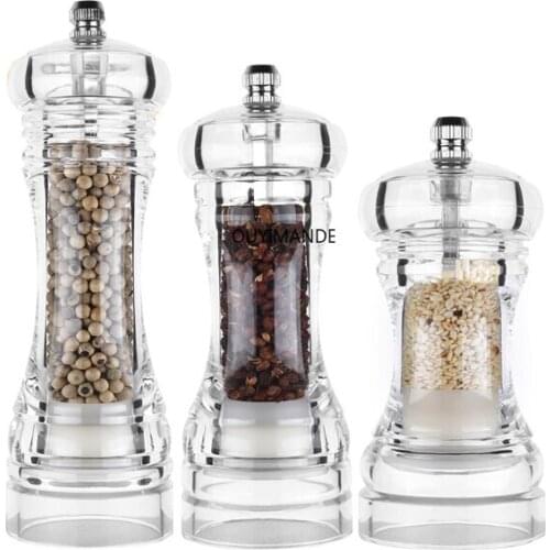 New Acrylic Grinder Salt Pepper Grinder Manual Pepper Grinder Salt Spice Grinder Transparent Grinder Salt and Pepper Grinder