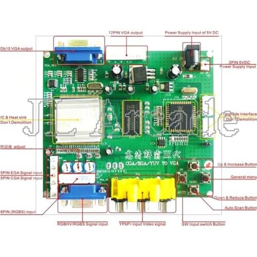 Arcade Game RGB/CGA/EGA/YUV To Dual VGA HD Video Converter Adapter Board GBS-8220
