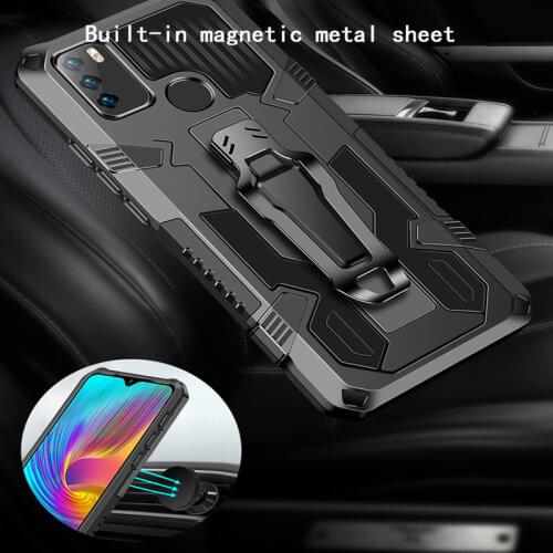 Armor Shockproof Phone Case For Infinix Hot 10 9 Play Back Clip Concealed Bracket Protective Back Cover For Infinix Note 7 Lite