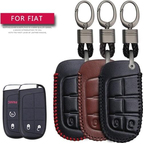 For Fiat 500 Grande Punto Stilo Panda 500x Bravo Doblo Ducato Car Key Protection Shell Key Case Cover Leather Key Ring Case