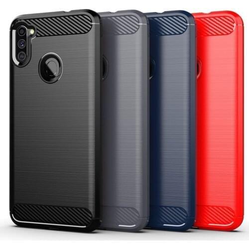 For Samsung Galaxy M11 Case Luxury Carbon Fiber Skin Soft Silicone Cover Case For Samsung M11 M 11 SamsungM11 Phone Cases