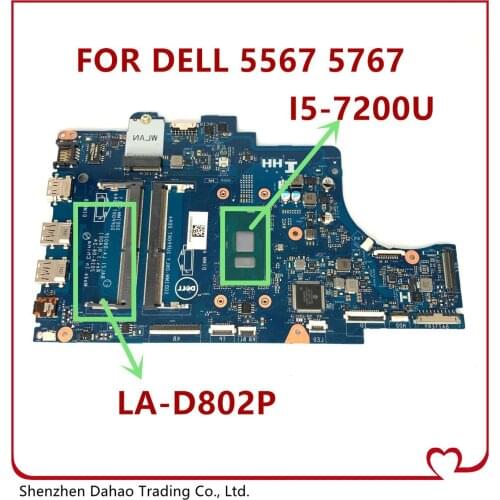 CN-0DG5G3 0DG5G3 DG5G3 LA-D802P laptop motherboard FOR DELL Inspiron 15 5567 5767 Original motherboard WITH I5-7200U 100% TESTED