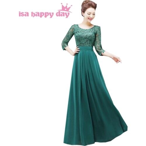 Elegant women long emerald dark green sleeve formal fitted evening party dress gowns dresses 2020 with sleeves for weddings 2853