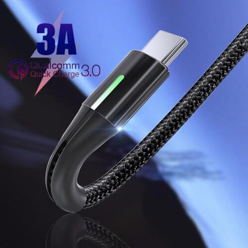 Micro USB cable 3A LED lighting fast charging USB Type C cable For Huawei Samsung Xiaomi Android mobile phone charger data cable