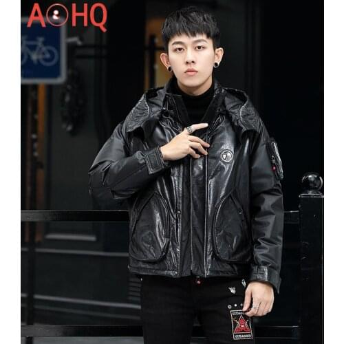 Winter Jacket Men Clothing Short Genuine Cowhide Leather Jackets Mens Down Jacket Thick Man Parka Veste Homme LXR1015