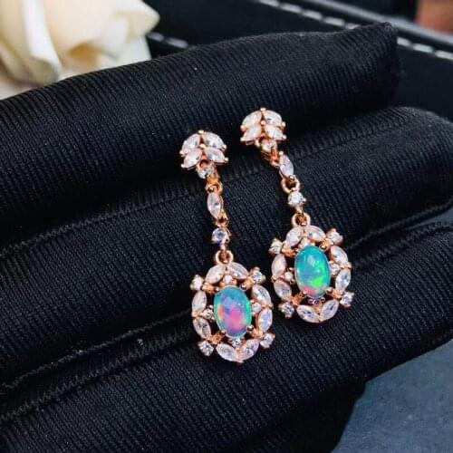 Best Polular OPal Earring 925 Sterling Silver Fahshion Natural Real Opal Earring