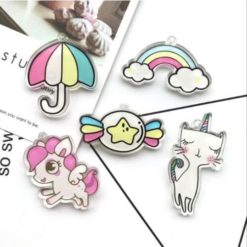 10pcs Fashion resin Acrylic Rainbow cat candy Charms for DIY decoration neckalce earring key chain Jewelry Making
