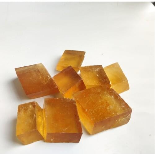 Natural Transparent Orange Optical Calcite Crystal Tumbled Stone Mineral Rough Specimen