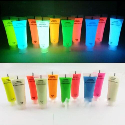 10 Color Glow in The Dark Liquid Luminous Pigment Non-Toxic Blacklight Face and Body Paint Neon Fluorescent Tubes 0.52oz
