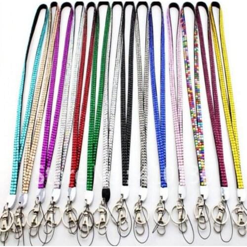 New 50 pcs Mixed Strap Lanyard Bling Rhinestone Crystal Custom For ID Badge Key Ring Holder Free Shipping Z-13