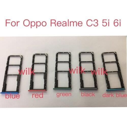 NEW Sim Tray Holder For Oppo RealmeC3 5i 6i SIM Card Tray Slot Holder Adapter Socket Repair Parts Oppo Real Me C3 5i 6i