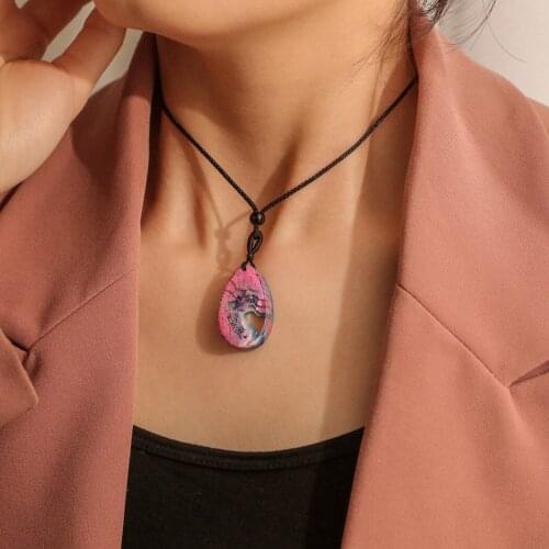 Choker Pendant Necklace Creative Adjustable Rope Choker Necklace Charm Necklace Retro Resin Necklace Chinese Style