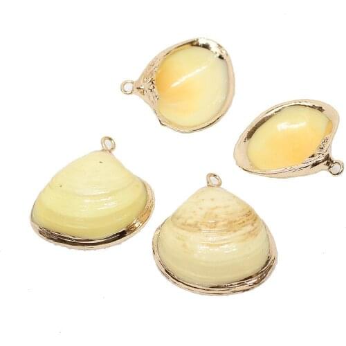 Natural Shell Pendant size 21mm*26mm gilded edge DIY for earring or necklace whosale price
