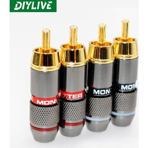 Monster gold plated RCA lotus plug audio signal cable terminals self - locking cable