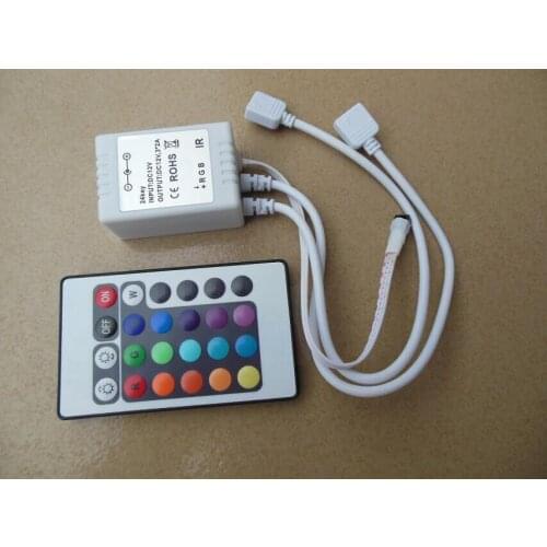 12V 6A 72W RGB LED Controller with IR 24 Keys Remote Control for RGB 3528 5050 LED Strip Light and LED Modules