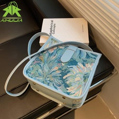 Retro Casual Womens Totes Shoulder Bag Fashion Exquisite Messenger Bag Flower Printing Handbags for Women Trend Crossbody Bags