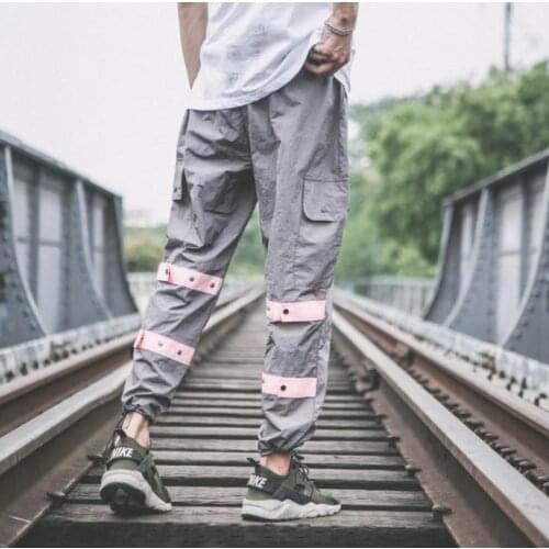 Retro stitching personality summer thin trousers mens pants harem pant mens feet trousers fashion pantalon homme street novelty