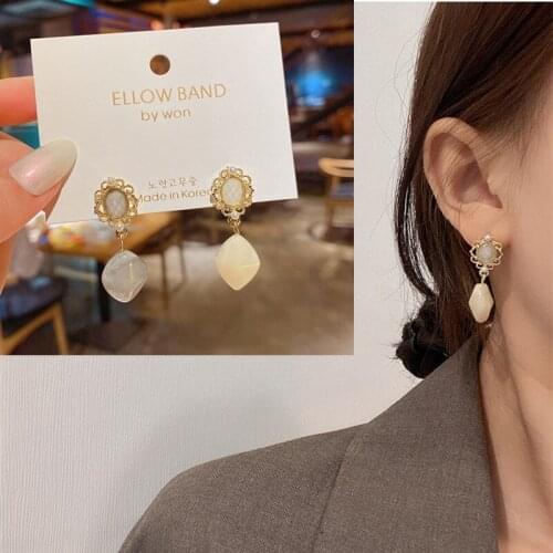 BXboxue Luxury Irregular Shape Opal Stud Earrings For Women Trendy Party Fashion Decoration Unusual Earrings Fashion Jewelry