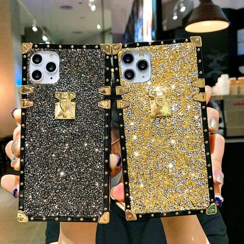 Luxury Square Color Diamond Glitter Phone Case For iphone 12 Case 11Pro MAX XS MAX XR X 6 7 8Plus Bling Shiny Crystal Soft Cover