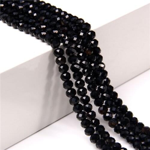 Abacus Faceted Bead Natural Black Spinels Gemston Beads 4*6MM Flat Round Bead For Jewelry Making DIY Handicraft Beaded Bracelet