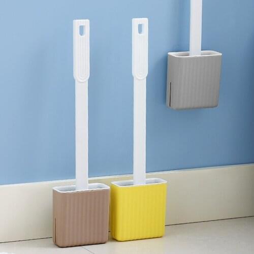 Silicone Toilet Brush Wall-Mounted WC Accessories Drainable No Dead Cleaning Tools Toilet Brush Home Bathroom Accessories