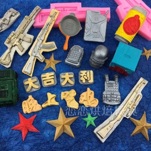 Rifle AK M4 AWM Fondant Gun Chocolate Silicone Mold Candy Clay Resin Art Form Cake Baking Decorating Tool 3D SUV Car Bake Moulds