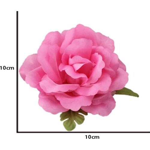 Vintage Dual-uses Women Colorful Handmade Simulation Fabric Rose with Leaves Brooches Lapel Pins Hair Clips Girls Ornaments