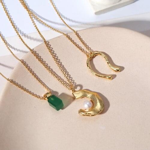 Vintage Women Necklace Korean Fashion U Style Green Bottle With 925 Silver Choker For Charm Lady Luxury Gift Aesthetic Jewelry