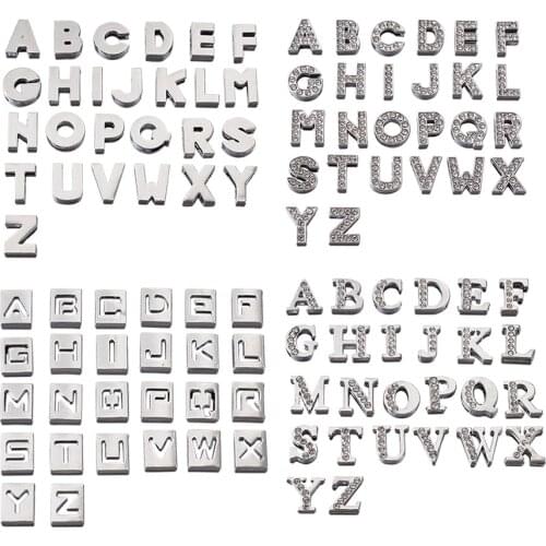 1 Box Eco-Friendly Alloy Slide Letter Charms Rhinestone A-Z Alphabet Pendants for Bracelet Necklace Wristband DIY Crafts Making