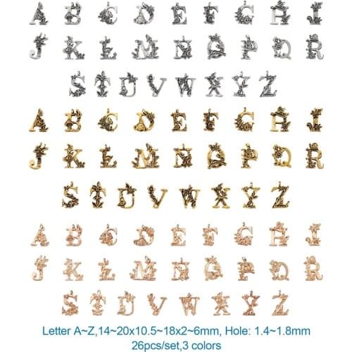 1box Metal Initial Alphabet Letter Charms Pendant Flower Style for DIY Jewelry Necklace Earring Bracelet Craft Making