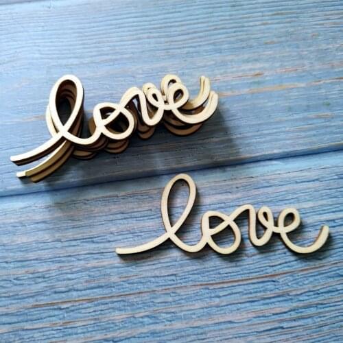 10pcs 10x4cm Love Handwritten Script Slogan Shape DIY Blank Tile Great for Scrapbooking or Card Toppers