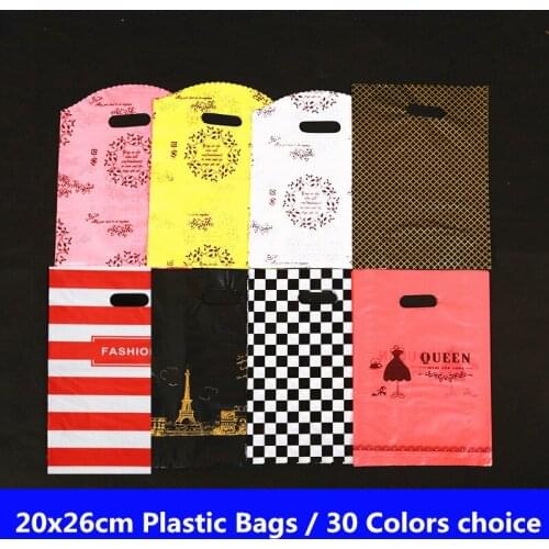 10pcs 20x26cm Plastic Gift Bag With Handles Shopping Bags Plastic Pouches Shopping Gift Package Bag Birthday Wedding Decorations