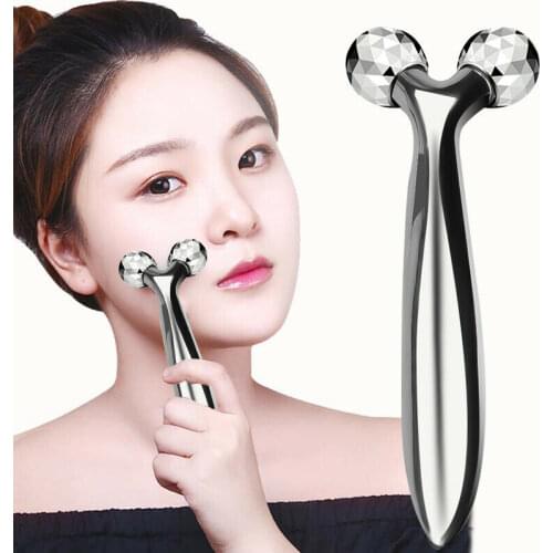 3D Face lift Roller Massager Metal+ABS Facial Massage Device 360 Rotate Roller Massager Y Shape Face Lifting Wrinkle Remover