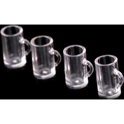 4Pcs Transparent Goblet 1:12 Scale Miniature Mini Wine Cup Dollhouse Craft Home Decoration Glass Model DIY Kitchen Toys