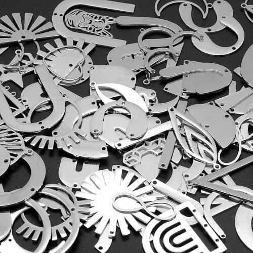 50pcs/lot Mix Designs Stainless Steel Geometric DIY Jewelry Charms Connector Wholesale Bracelet Making Charm Top Quality