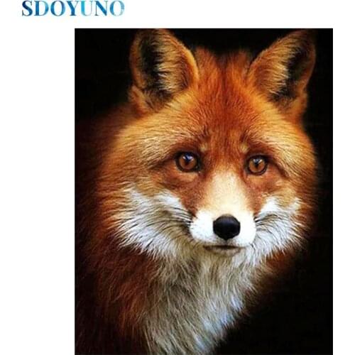 SDOYUNO DZDP391 Full Square/Round Diamond Painting Animals 5D DIY Diamond Embroidery Mosaic Fox Rhinestone Pictures Home Decor