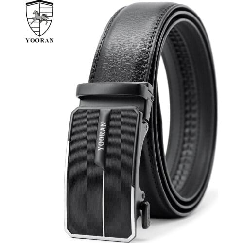 YOORAN Automatic Adjustable Leather Mens Belt Luxury High Quality Automatic Buckle Strap Belt Metal Alloy Buckle Belts for Male