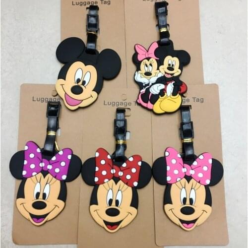 Disney cartoon Mickey Mouse travel luggage PVC tag Minnie Suitcase ID Address Holder Baggage Boarding Tags portable label