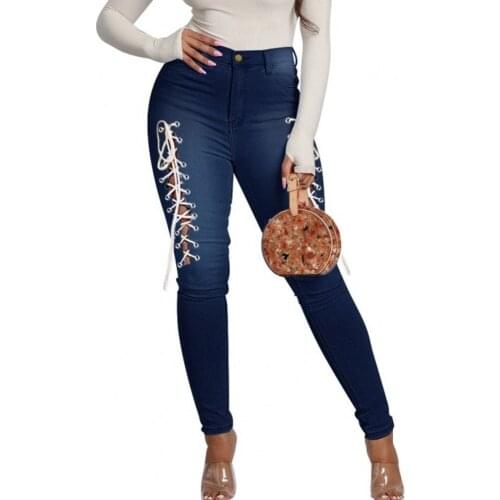 Large Size Jeans Womens High-Waisted Slim Strap Casual Pants Fashion Super Elastic Pencil Pants Street Wear 2021 New Sexy