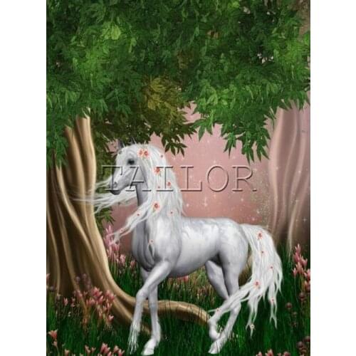 Home Decor Gift Cuadros 5D diamond painting kit Full square haft diamentowy Cross stitch landscape horse Black unicorn flower 17