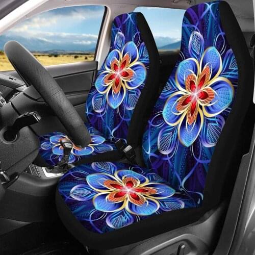 INSTANTARTS Bohemian Flower Print Car Interior Decor Soft Car Seat Cushions Non-skid Vehicle Seat Covers Front Seat for Ladies