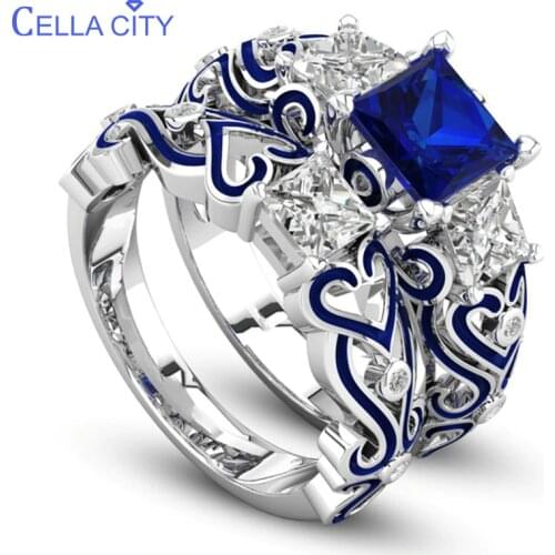 Cellacity Classic Silver Rings For Women Sapphire Ruby Emerald Amethyst Zircon Silver Fine Jewelry Female 925 Gift Wholesal
