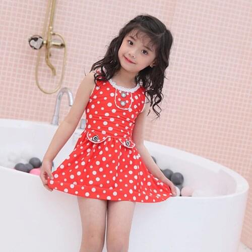 Dot Flounce Swimsuit Girls Kids New Bathing Suit Girls Swimming Costume Swimwear Skirt One Piece Bodysuit Sunscreen