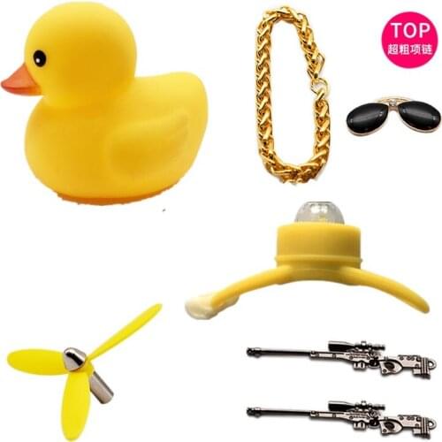 Car Small Yellow Duck Part + Lights Airscrew Standing Duck Brokenmotorcycle Accessories Decor Wind Bike Motor Riding Cycling
