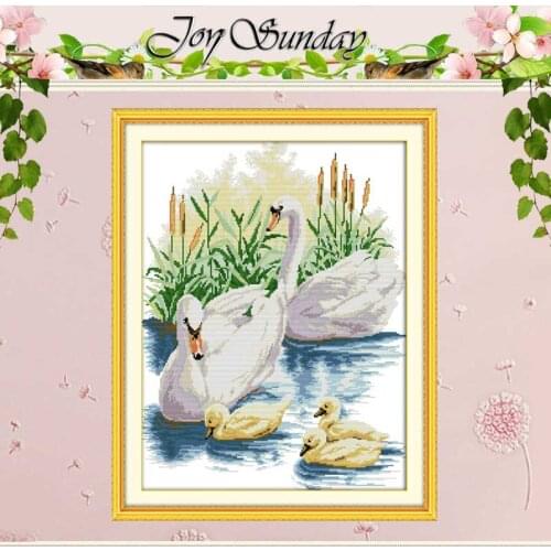 Swan Family Pattern Counted Cross Stitch 11CT 14CT Cross Stitch Set Wholesale Animals Cross-stitch Kits Embroidery Needlework