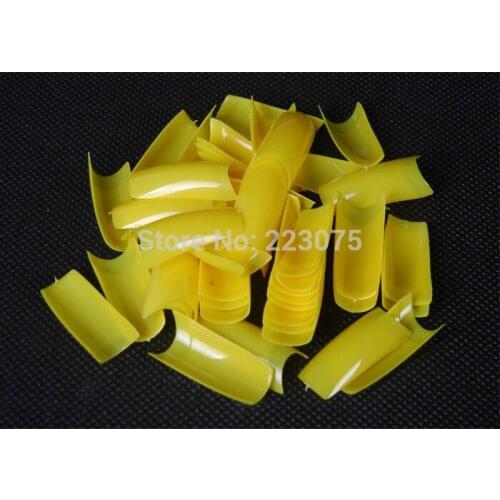 New 100PCS New yellow French Acrylic Fake False Nail Art Tips UV GEL/ACRYLIC FOR PARTY WEDDING MAKEUP +BOX